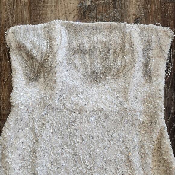Retrofete Cassandra Dress in White Size Large Strapless Sequin Beaded NWT Bridal - Picture 5 of 13